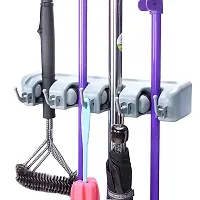 Multipurpose Space Saving Wall Mounted Brush Broom and Mop Holder with 4 Positions 5 Hooks-thumb1