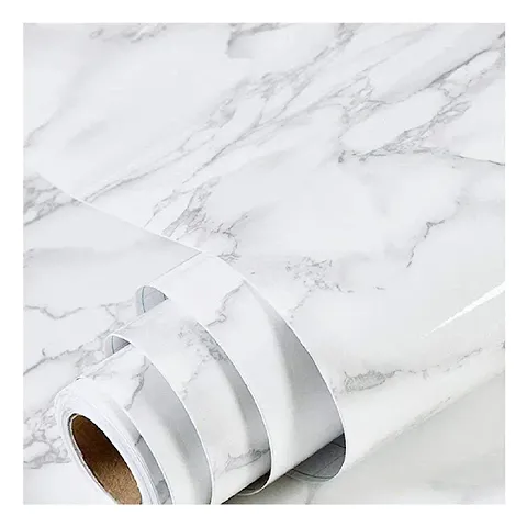 UNIVERSAL BUYER Kitchen Sheets for Shelves Waterproof Wallpaper Cupboard mats roll for Wardrobe Anti Slip mat for Kitchen Cabinet Shelf Liners Sheet roll for Platform Fridge (White Marble) (60*200CM)