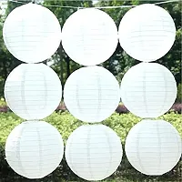 9FT Paper Lamp Lantern Shade for Decoration Hotels Home Diwali Light (10 Inch; White) 10 Pieces-thumb1