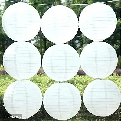 9FT Paper Lamp Lantern Shade for Decoration Hotels Home Diwali Light (10 Inch; White) 10 Pieces-thumb2