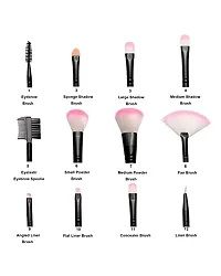 Wagela Beauty Professional Makeup Brush Brush Kit with Pink Leather Case || Foundation Eyeshadow Eyeliner Lip Concealer Highlight Beauty Brushes Set, 12Pcs-thumb2