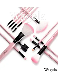 Wagela Beauty Professional Makeup Brush Brush Kit with Pink Leather Case || Foundation Eyeshadow Eyeliner Lip Concealer Highlight Beauty Brushes Set, 12Pcs-thumb1