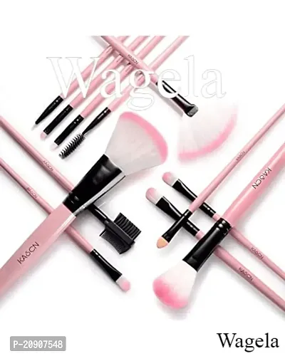 Wagela Beauty Professional Makeup Brush Brush Kit with Pink Leather Case || Foundation Eyeshadow Eyeliner Lip Concealer Highlight Beauty Brushes Set, 12Pcs-thumb2