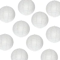 9FT Paper Lamp Lantern Shade for Decoration Hotels Home Diwali Light (10 Inch; White) 10 Pieces-thumb2