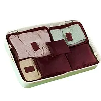 Shuang You Packing Cubes/Travel Pouch/Bag Suitcase Luggage Organiser Set of 6 (Maroon, polyester)-thumb1