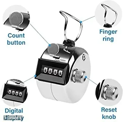 Wagela 014 4 Digits Hand Held Tally Counter Numbers Clicker || Beads Finger Counter (Steel)-thumb3