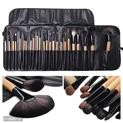 Wagela BEAUTY PROFESSIONAL 24 Pcs Makeup Brush Set || Foundation, Face Powder || Blush Blending Brushes || Cruelty-Free Synthetic Fiber Bristles with Leather (Handle May Vary) Case-thumb0