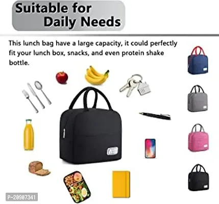 Wagela Lunch Bag,Thermal Insulated Lunch Bag, Waterproof Lunch Bag, Small Cooler Bag, Portable Bag || All Foldable Lunch Bag, Mini Lunch Bag Office, Kids, for School Office (Pack of 1) (Black)-thumb5