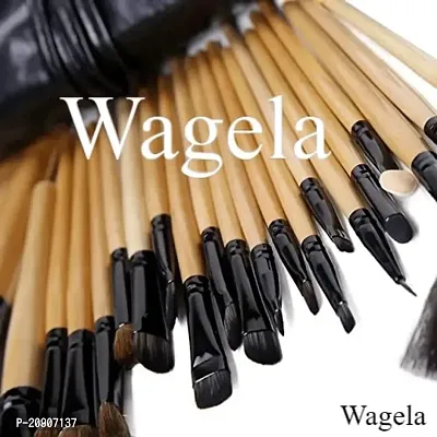 Wagela BEAUTY PROFESSIONAL 24 Pcs Makeup Brush Set || Foundation, Face Powder || Blush Blending Brushes || Cruelty-Free Synthetic Fiber Bristles with Leather (Handle May Vary) Case-thumb2