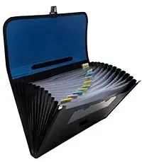 Wagela 13 Pockets Expanding File Folder | A4/ Letter Size Document Organizer with Handle  Buckle Closure | Filing Box for Paper Bill Receipt Documents for School Office Home Pack of 2 Blue Black-thumb4