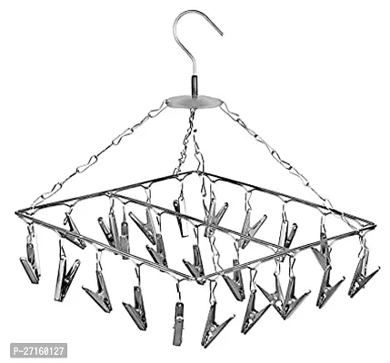 Wagela Laundry Hanging Rack/Heavy Duty Rust Free Cloth Peg/Clothes Clip/Cloth Drying Pins/Dry Stand for Clothes Drying Steel - 25 Clips-thumb0