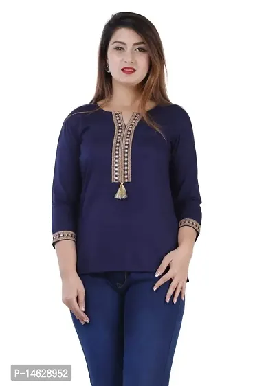 Women's Embroidery Solid Rayon Top (Size-XS, S, M, L, XL, XXL)