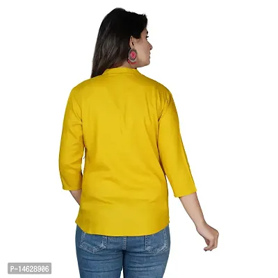 Women Solid Yellow Rayon Top-thumb4