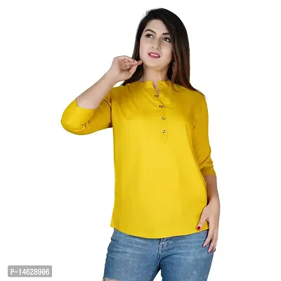 Women Solid Yellow Rayon Top-thumb5