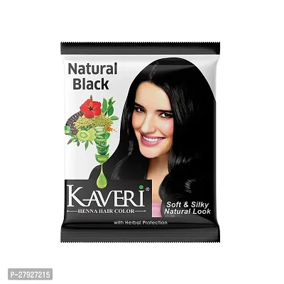 Kaveri Natural Black Henna Based Hair Color Dye For Men Women No Ammonia Enriched with Vital Herbs 10gm Pack of 20-thumb0