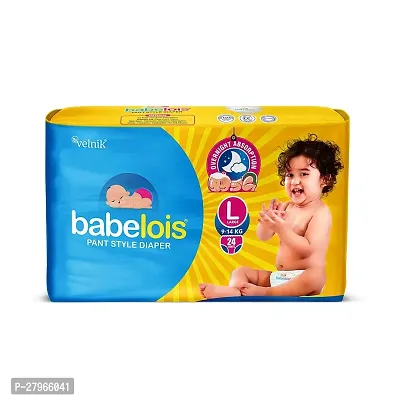 babelois Pant Style Diaper Overnight Absorption with Cotton Soft Advance Gel Technology 24 Baby Diaper Pants (Large 9 to 14 Kg)