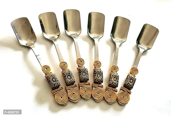 Fancy Stainless Steel Dessert Spoons Set of 6 (20 cm x 4 cm x 14 cm)-thumb2