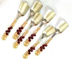Fancy Small Ice Cream Designer Pudding Spoons with Brown Beads Set of 6-thumb1