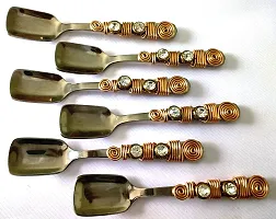 Fancy Small Crystal Ice Cream Designer Pudding Spoons Set of 6-thumb1