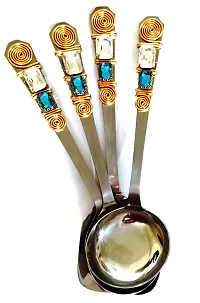 Designs Aqua Crystal Stainless Steel Serving Spoons Set of 4 (9 Inches)-thumb1