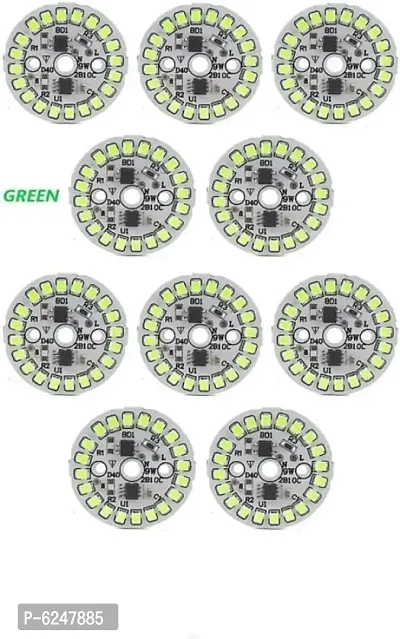 10 Pics 9 Watt Green Direct On Board Led Bulb Raw Material Green Color Light Electronic Hobby Kit