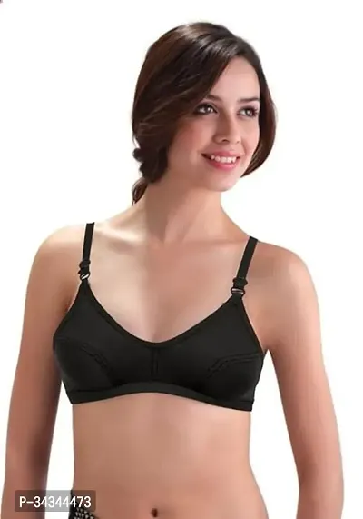 Stylish Black Cotton Blend Solid Bras For Women-thumb0