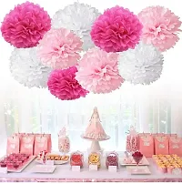 Chocozone Birthday Decorations for Girls - 6 Pink & White Pom Pom, Birthday Princess Sash & Foil Balloon Birthday Decoration-thumb2