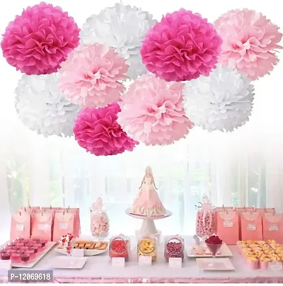 Chocozone Birthday Decorations for Girls - 6 Pink & White Pom Pom, Birthday Princess Sash & Foil Balloon Birthday Decoration-thumb3