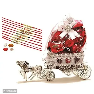 Skylofts 10pcs Assorted Chocolates Horse Decoration Gift with 10pc Dori Rakhi Gifts for Brother-thumb0