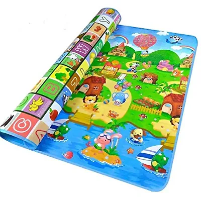 Skylofts Waterproof Double Side Playmat for Babies Crawling Mat for Kids Picnic Baby Mat/Playmat for Kids (Large Size Random Print) with Zip Bag (6feet* 4feet)