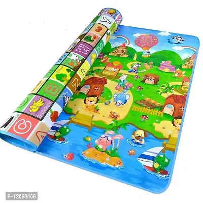 Skylofts Waterproof Double Side Playmat for Babies Crawling Mat for Kids Picnic Baby Mat/Playmat for Kids (Large Size Random Print) with Zip Bag (6feet* 4feet)-thumb0