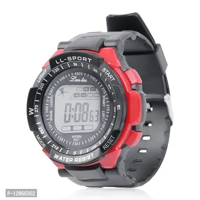 LanLin Waterproof Red Dial Digital Watch for Boys Sports Watches for Men with 7 Color LED Lights-thumb0
