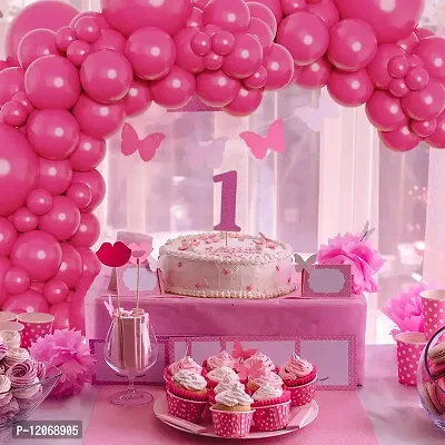 Chocozone Birthday Decorations for Girls - 50 Pink Balloons, Happy Birthday Banner , Sash & 6 Pink White Pom Pom-thumb5
