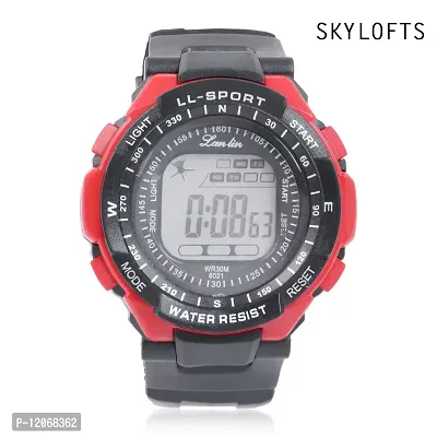 LanLin Waterproof Red Dial Digital Watch for Boys Sports Watches for Men with 7 Color LED Lights-thumb4