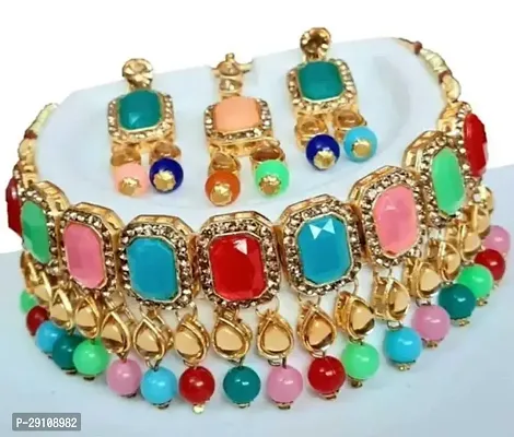 Stylish Multicoloured Alloy Agate Jewellery Set For Women-thumb0