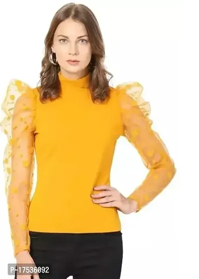 Beautiful Yellow Lycra Top For Women-thumb0