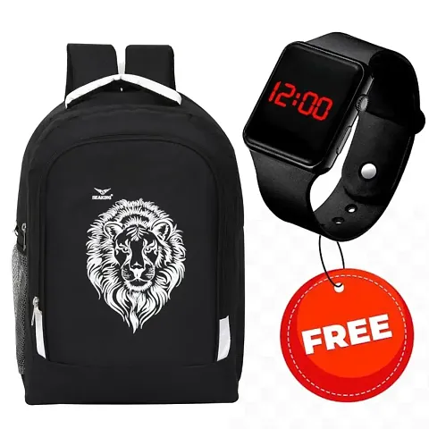 Stylish Solid Backpacks With Watch