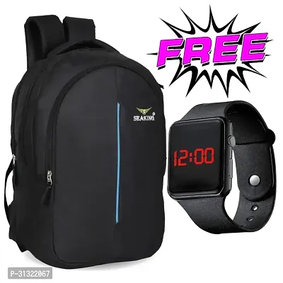 Trendy 25L Unisex Backpack With LED Digital Watch-thumb0