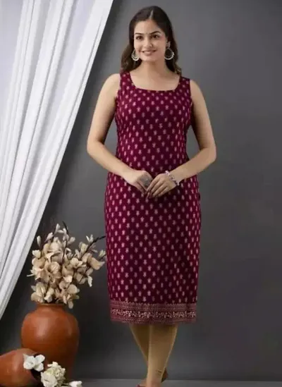 Stylish Rayon Printed Straight Kurtis