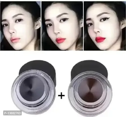 Wiffy 2 In 1 Brown + Black Gel Eyeliner Make Up Waterproof Smudge-proof 6 g??(MULTICOLOR)