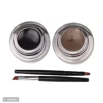 Wiffy ?2 in 1 Black and Brown Gel Eyeliner Set Water Proof Smudge Proof, Last for All Day Long, Work Great with Eyebrow 6 g??(MULTI-COLOR)