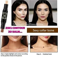 KAIASHA New Revolutionary Professional 3D Highlighter and Contour Stick, Makeup Fixer Spray Primer and 1 Liquid HD Glow Foundation Combo -3 Set-thumb1