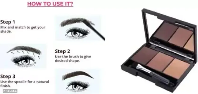 Wiffy 3 Color Waterproof Eye Shadow Eyebrow Powder Make Up Palette Women Beauty Cosmetic Eye Brow Makeup Kit Set 14 g (multicolor)-thumb2