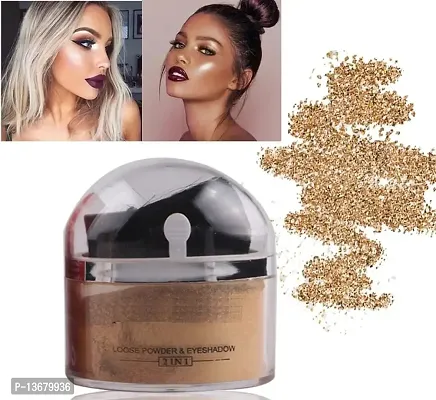 WIFFYGlitter Face Loose Powder Highlighter Makeup Shimmer Gold With Brush Brightening Makeup Set Highlighter??(Gold)