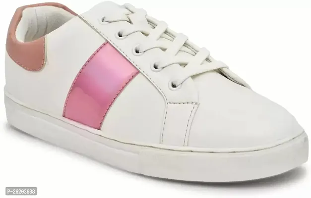 Elegant White Synthetic Solid Sneakers For Women-thumb0