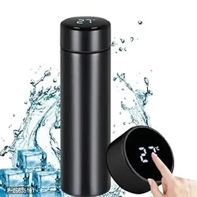 Thermos Water Bottle with LED Temperature Display 304 Stainless Steel Perfect for Hot and Cold Drinks (Black, 500ml)-thumb0