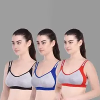 PSN Women's Sports Bra Racerback, Full Coverage Wire free, Seamless Sports Bra for Women-3 Pack-thumb2