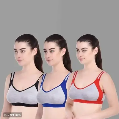 PSN Women's Sports Bra Racerback, Full Coverage Wire free, Seamless Sports Bra for Women-3 Pack-thumb3