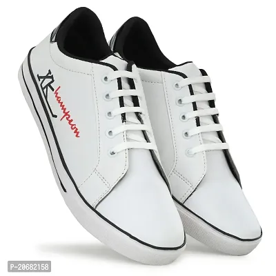 Stylish White PU Self Design Lifestyle Shoes For Men