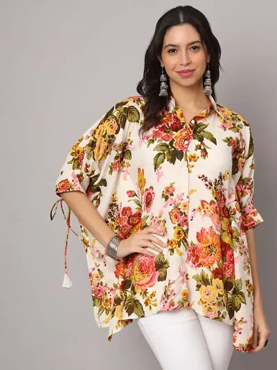 Beautiful Floral Print Cotton Shrugs For Women